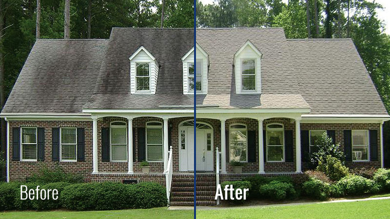 Roof Soft Wash before and after